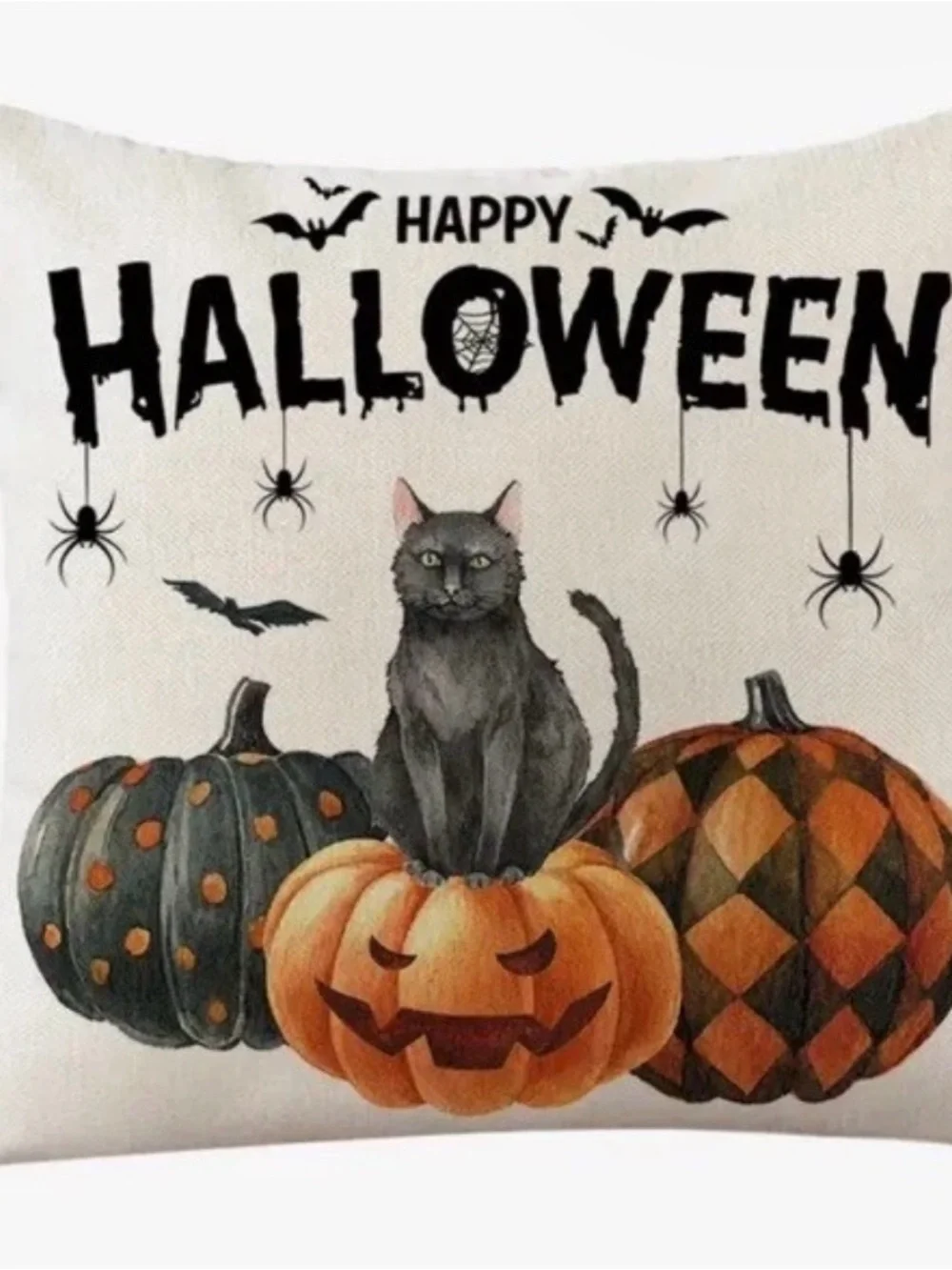 Halloween Cat Pumpkin Throw Pillow Covers - Black cat and Pumpkin stack 2 qty